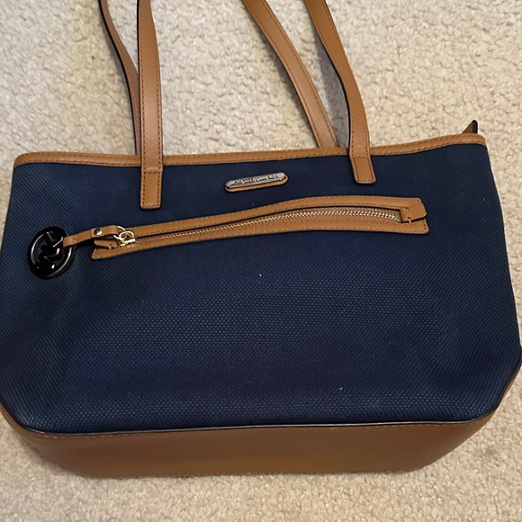 Michael Kors Handbags - Michael Kors Navy and Tan Tote Bag